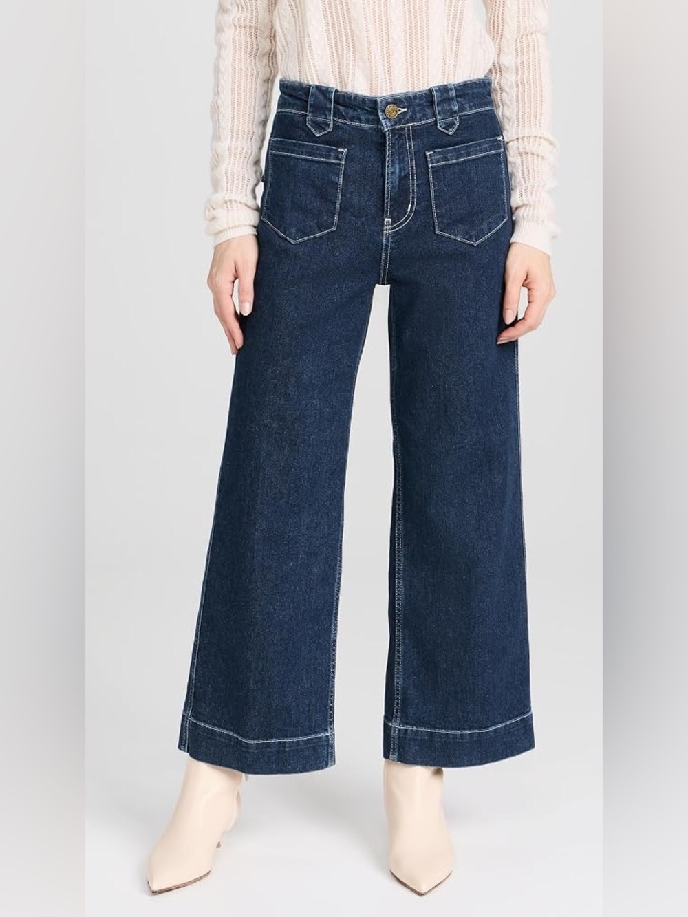 FRAME 25 Gabriel Relaxed Straight Wide High Rise Cropped Utility Denim Jeans